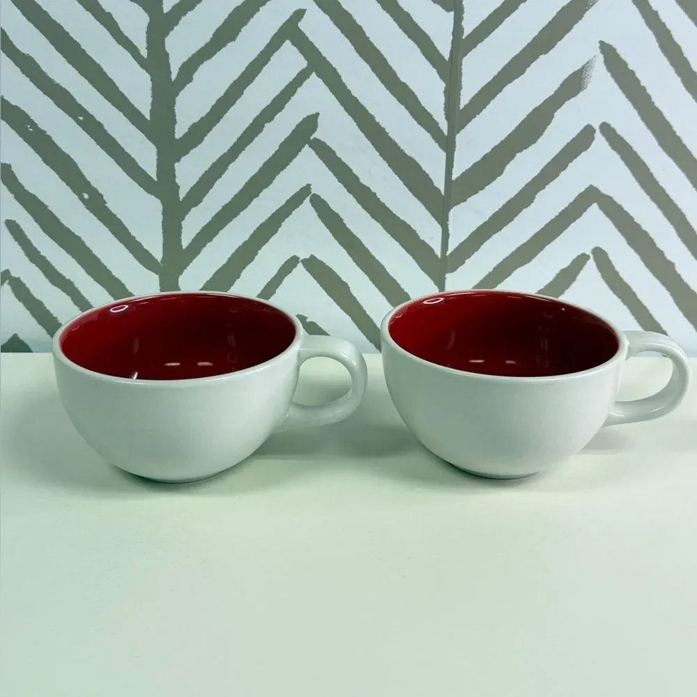 Crate & Barrel White & Ted Mugs Set of 2